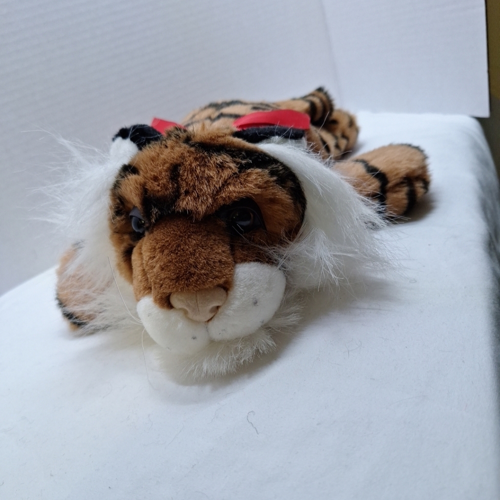 Animal Adventure 1999 Plush Floppy Bengal Tiger Jungle Cat Red Bow 14"
